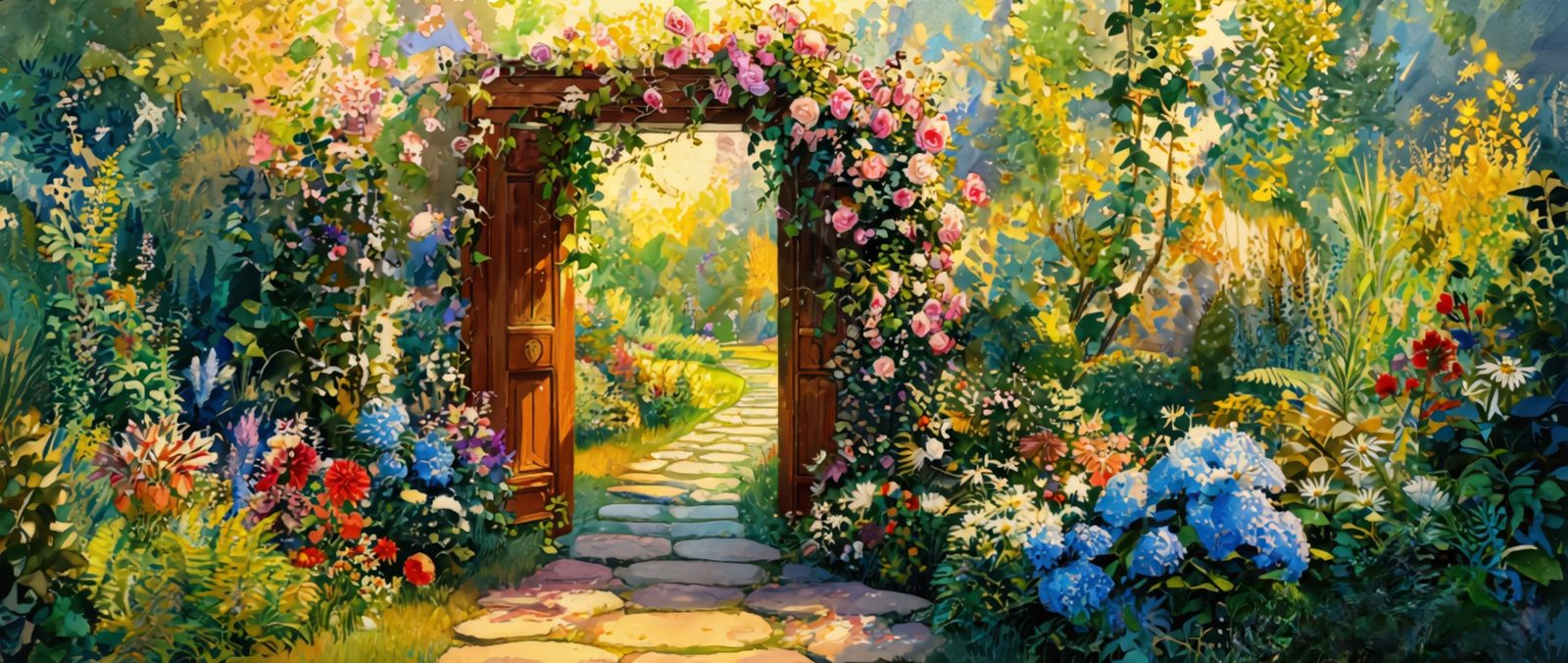 Garden archway with flowers — printed shed design